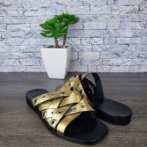 NWOB Rag & Bone Gold Hartley Slide Sandals